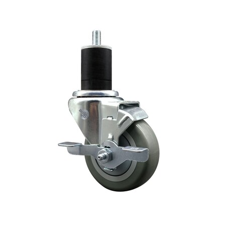 Service Caster 3.5'' SS Gray Poly Swivel 1-3/4'' Expanding Stem Caster with Brake SCC-SSEX20S3514-PPUB-TLB-134